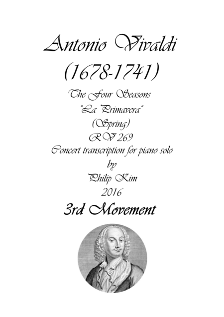 Free Sheet Music Spring 3rd Movement From The Four Seasons By Vivaldi For Piano Solo