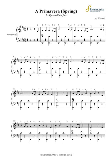 Free Sheet Music Spring Vivaldi Partitura Para Acordeon Sheet Music For Accordion