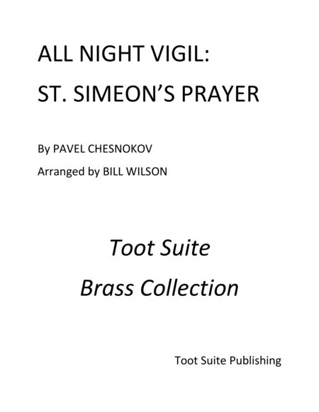 St Simeons Prayer From All Night Vigil Sheet Music