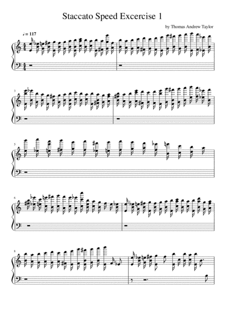 Staccato Piano Speed Exercise Intermediate Sheet Music