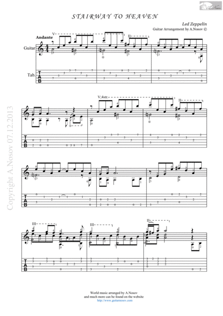 Free Sheet Music Stairway To Heaven Sheet Music For Guitar