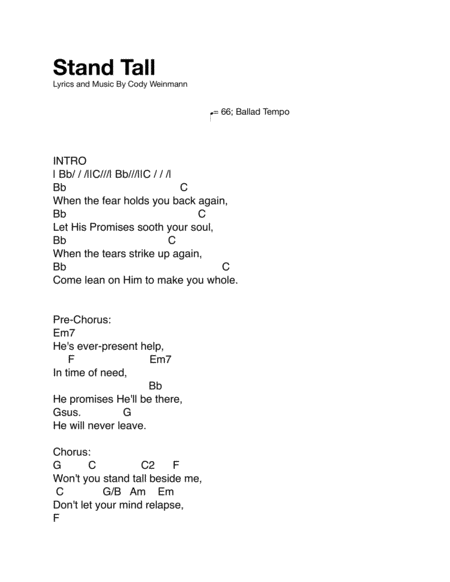 Stand Tall Lead Sheet Sheet Music