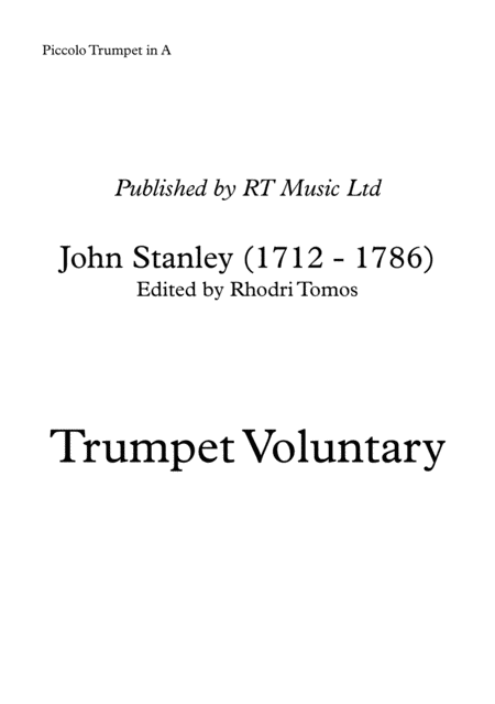 Stanley Trumpet Voluntary Solo Parts Sheet Music