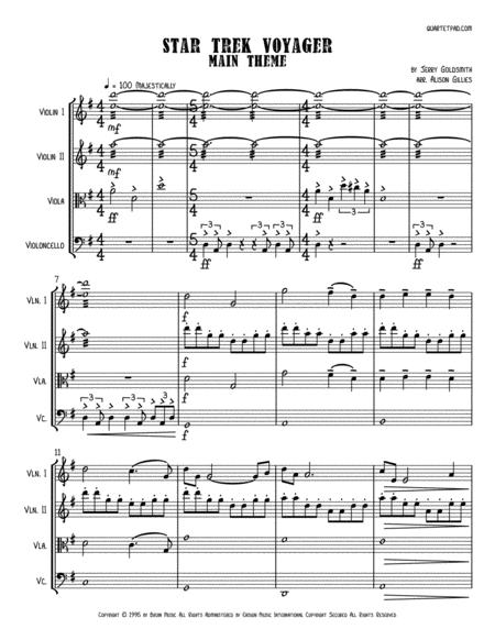 Star Trek Voyager Main Theme String Quartet Sheet Music