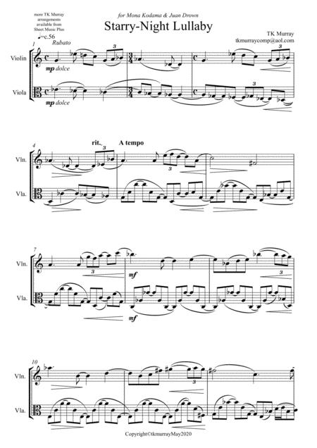 Free Sheet Music Starry Night Music For Violin Viola