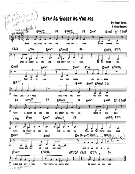 Stay As Sweet As You Are Sheet Music