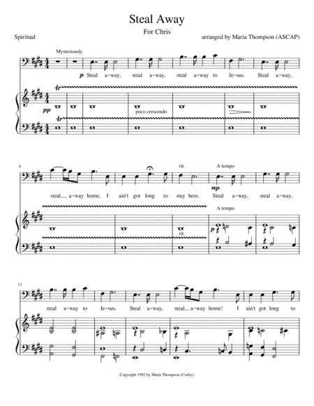 Free Sheet Music Steal Away Baritone