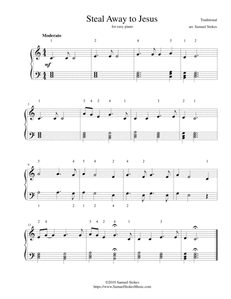 Steal Away To Jesus For Easy Piano Sheet Music