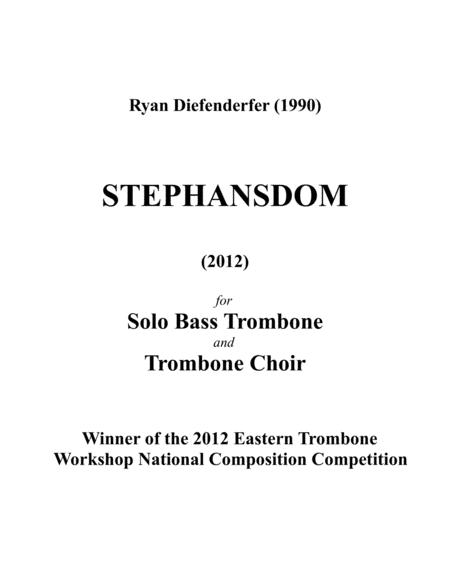 Stephansdom For Solo Bass Trombone Trombone Choir Sheet Music