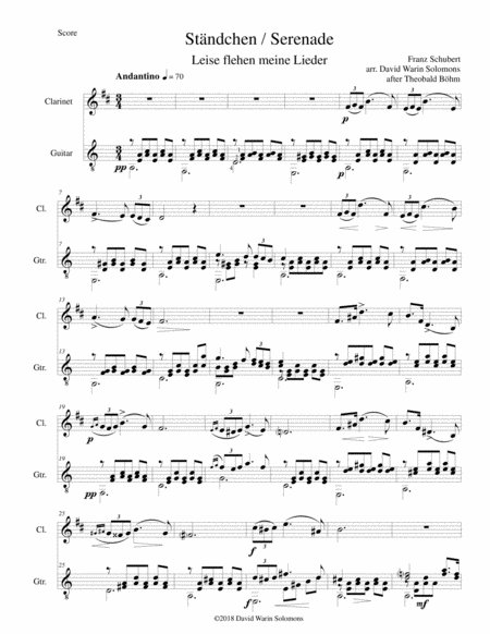 Stndchen Serenade After Theobald Bhm For Clarinet And Guitar Sheet Music