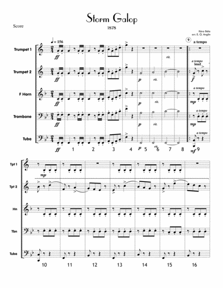 Free Sheet Music Storm Galop For Brass Quintet