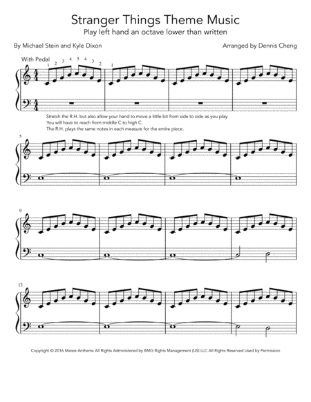 Stranger Things Theme Song Beginner Piano Sheet Music