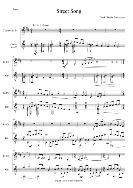 Street Song For Clarinet And Guitar Sheet Music