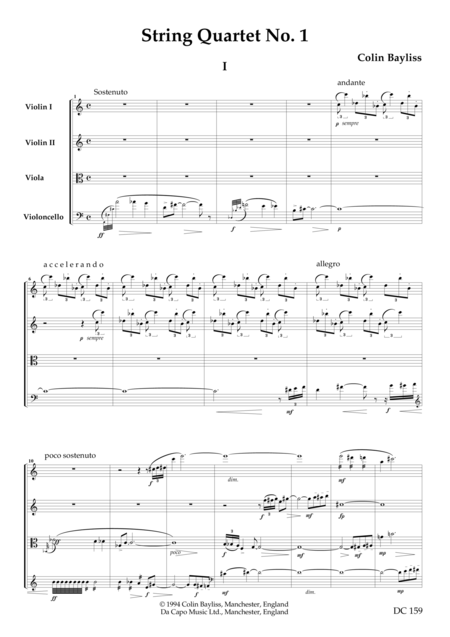 Free Sheet Music String Quartet No 1 Score