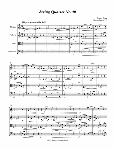 String Quartet No 40 Sheet Music