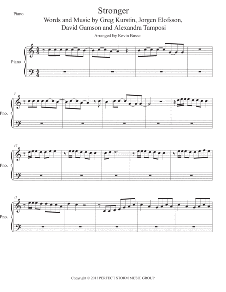 Free Sheet Music Stronger Easy Key Of C Piano