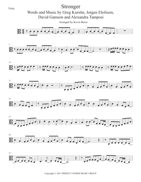 Stronger Easy Key Of C Viola Sheet Music