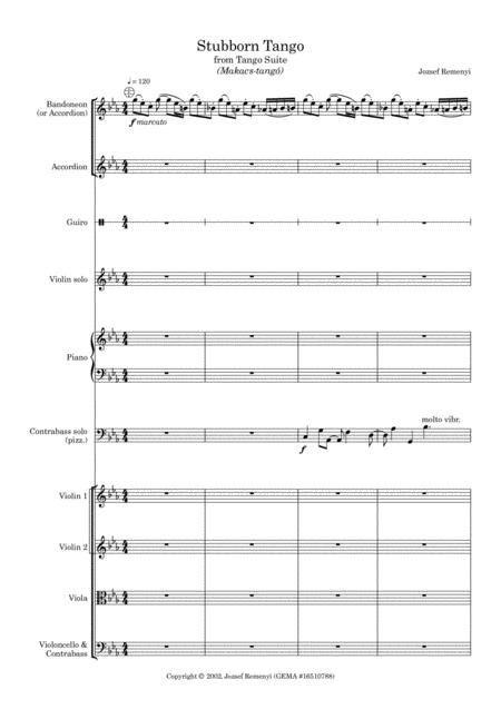 Stubborn Tango From Tango Suite A4 Version Sheet Music