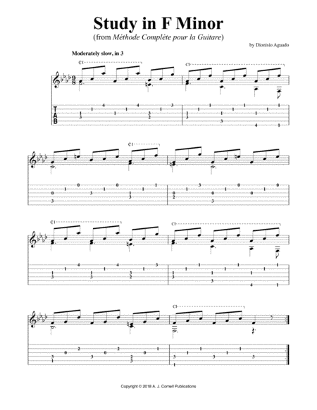 Study In F Minor From Mthode Complte Pour La Guitare Sheet Music