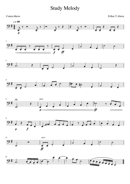 Study Melody For Acoustic Bass Sheet Music