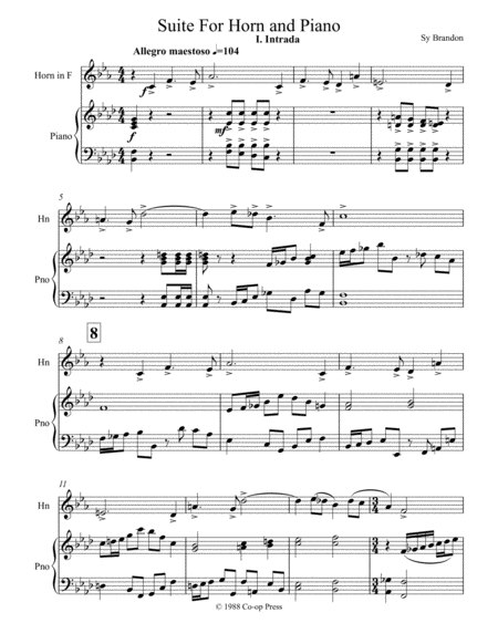 Free Sheet Music Suite For Horn And Piano