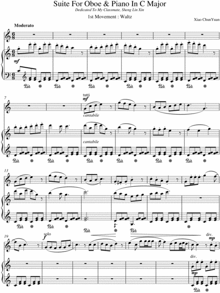 Suite For Oboe Piano In C Major Sheet Music