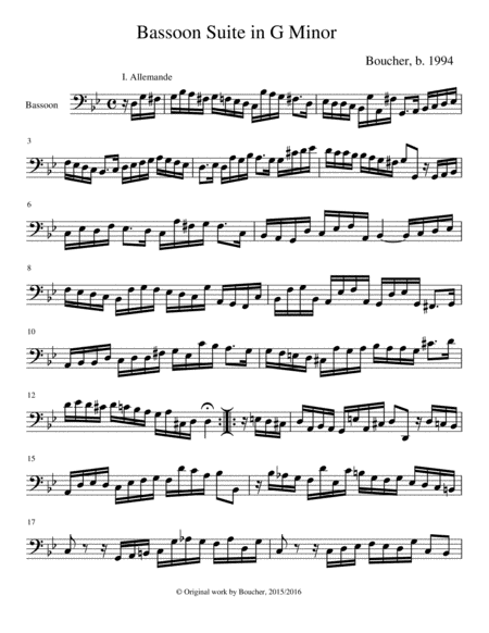 Suite For Solo Bassoon In G Minor Sheet Music