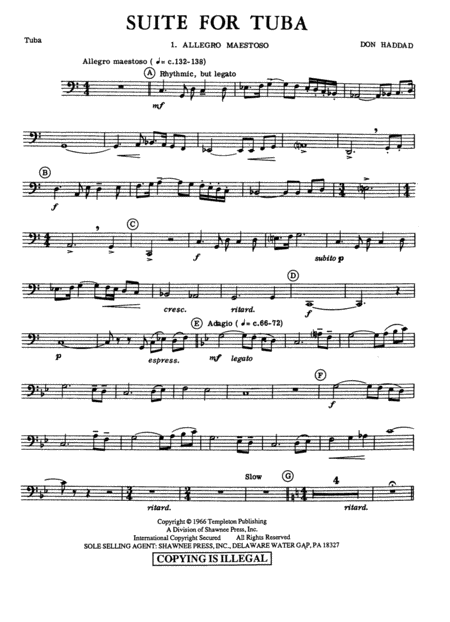 Suite For Tuba Don Haddad Sheet Music