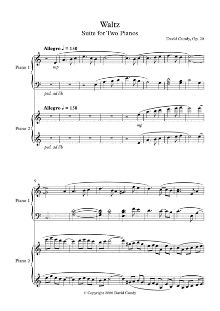 Suite For Two Pianos Op 20 1st Movement Waltz Sheet Music