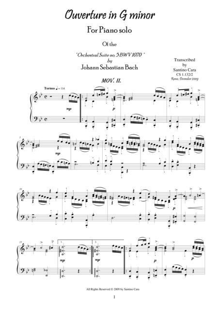 Free Sheet Music Suite Ouverture No 5 For Piano 2 Torneo Bwv 1070