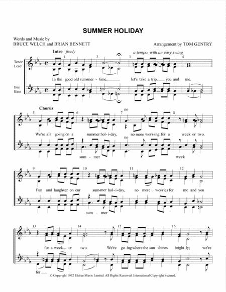 Free Sheet Music Summer Holiday Ssaa