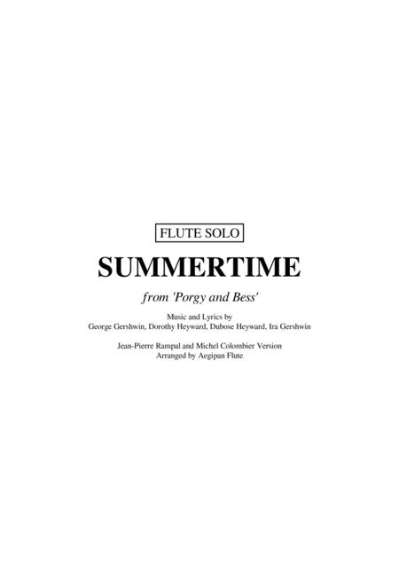 Free Sheet Music Summertime Rampal Version For Flute