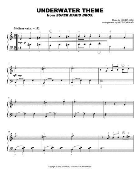 Super Mario Bros Underwater Theme Easy Piano Sheet Music