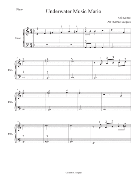 Super Mario Bros Underwater Theme Sheet Music