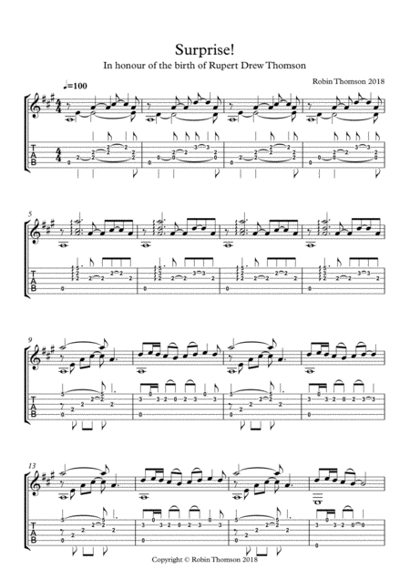 Surprise For Solo Guitar Sheet Music