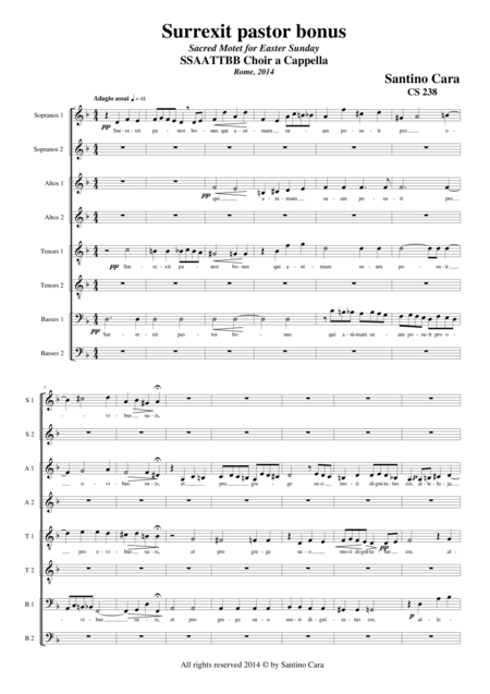 Free Sheet Music Surrexit Pastor Bonus Easter Ssaattbb Choir A Cappella