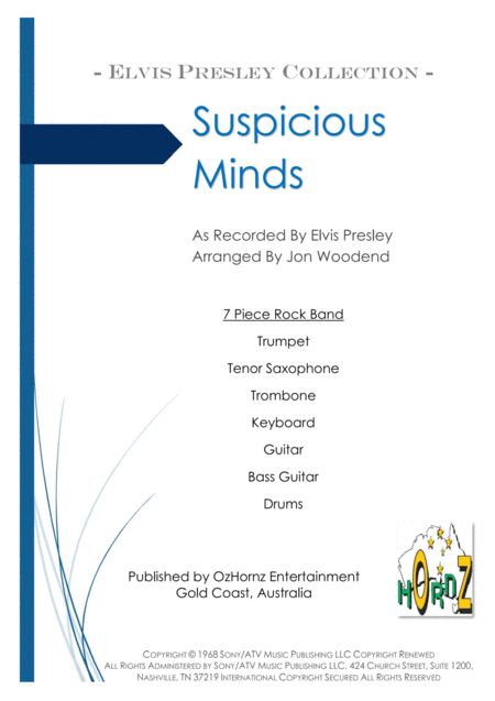 Suspicious Minds 7 Piece Rock Band Sheet Music