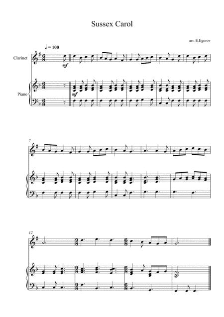 Sussex Carol For Clarinet Piano Sheet Music