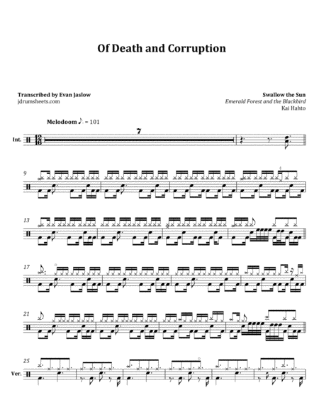 Swallow The Sun Of Death And Corruption Sheet Music