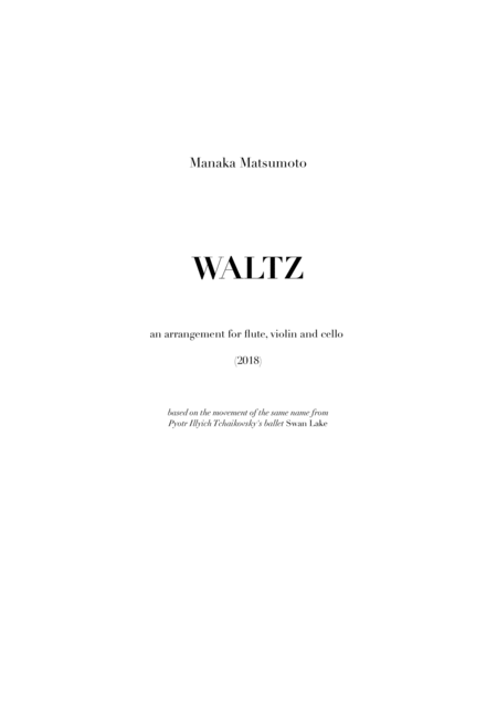 Swan Lake Waltz Arr For Flute Violin And Cello Sheet Music