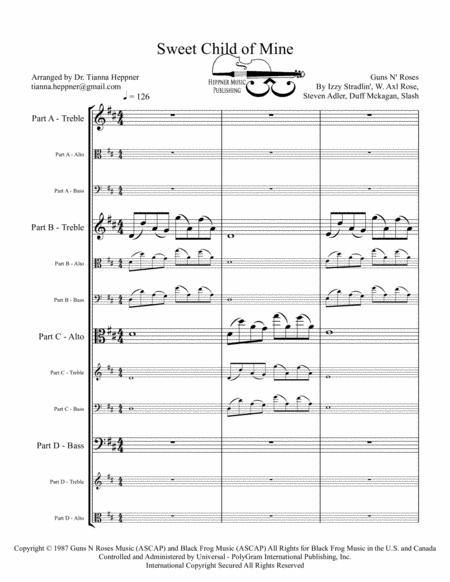 Sweet Child O Mine Quartet Flex Parts Sheet Music