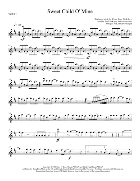 Free Sheet Music Sweet Child O Mine String Quartet