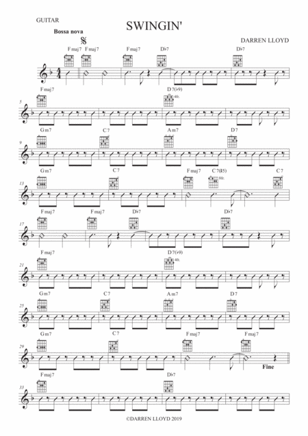 Free Sheet Music Swingin Bossa Nova For Solo Trumpet Guitar