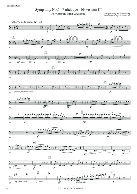 Symphony No 6 Pathetique Movement Iii Parts 1st 2nd Bassoon Sheet Music