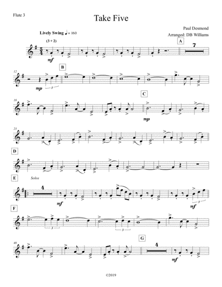 Take Five Flute 3 Sheet Music