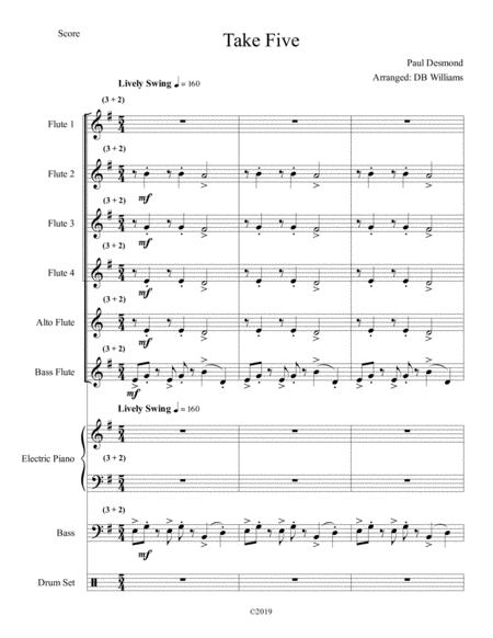 Take Five Flute Choir Sheet Music