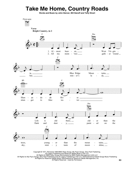 Take Me Home Country Roads Sheet Music