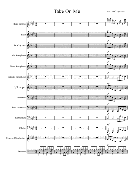 Take On Me Marching Band Sheet Music