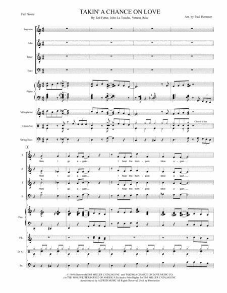 Taking A Chance On Love Satb Piano From Cabin In The Sky Sheet Music