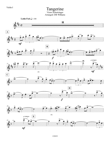 Tangerine Violin 1 Sheet Music